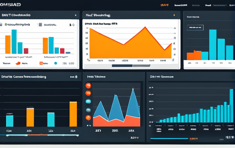 ** A digital dashboard showcasing KPIs like website visitors, conversion rate, and CPA, with charts and graphs visualizing the data. The overall feel should be clean, modern, and professional, suggesting data-driven marketing.
**