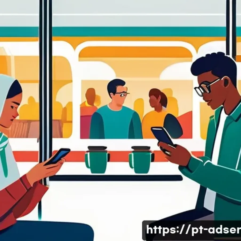 모바일 퍼포먼스 마케팅의 중요성과 전략 - **Prompt:** "A vibrant, dynamic illustration depicting diverse individuals seamlessly integrating sm...