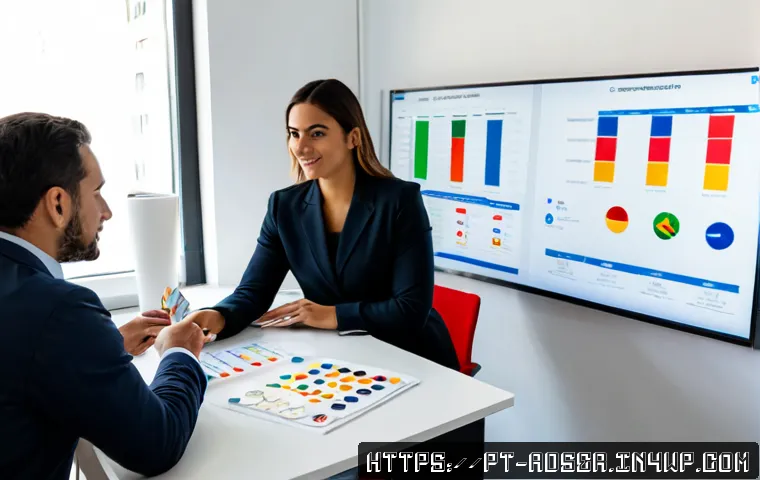 Home 17 퍼포먼스 마케팅을 위한 고객 타겟팅 전략 - Photorealistic performance marketing strategy meeting in a bright modern Lisbon office, diverse Port...